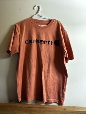 Carhartt Short-Sleeve Logo Tee in Rust Orange